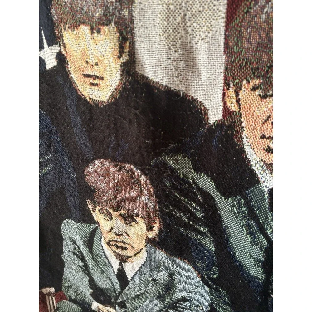The Beatles USA Flag 54x64 Afghan Rug Tapestry Woven Throw Blanket